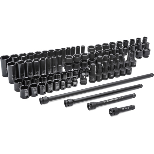 6 Point SAE/Metric Master Socket Set, 80 Pcs, Impact, 3/8" Drive Size, Deep - Gearwrench 89093