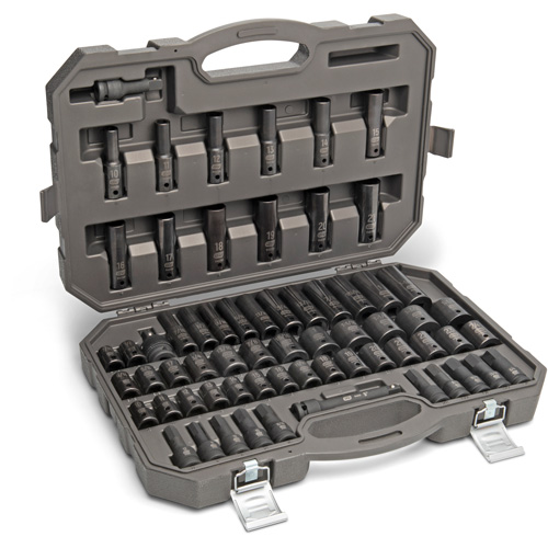 6 Point SAE/Metric Master Socket Set, 80 Pcs, Impact, 3/8" Drive Size, Deep - Gearwrench 89093