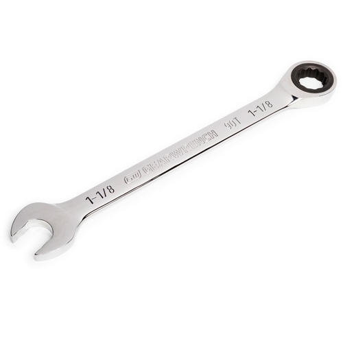 90-Tooth Ratcheting Combination Wrench, 12 Point, 1-1/8", Chrome Finish - Gearwrench 86955