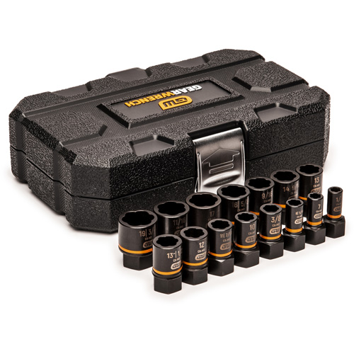Bolt Biter Extraction Socket Set, 15 Pcs, Impact, 1/4"/3/8" Drive Size - Gearwrench 84783