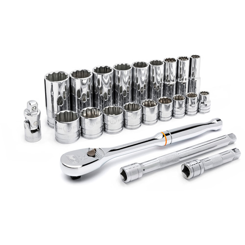 12 Point SAE Mechanics Tool Set, 22 Pcs, 3/8" Drive Size, Deep - Gearwrench 80691