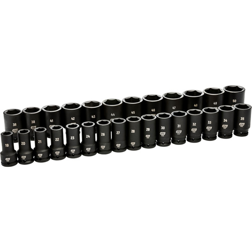 6 Point Metric Socket Set, 28 Pcs, Impact, 3/4" Drive Size, Deep - Gearwrench 84033