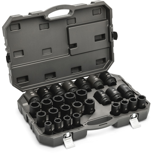 6 Point Metric Socket Set, 28 Pcs, Impact, 3/4" Drive Size, Deep - Gearwrench 84033