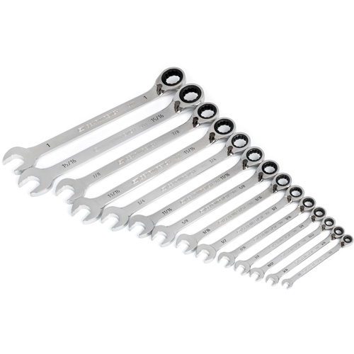 Jeu de cl&eacute;s &agrave; cliquets r&eacute;versibles SAE &agrave; 12 pans et 90 dents, Combinaison &agrave; cliquet, 14 morceaux, Imp&eacute;rial - Gearwrench 86660