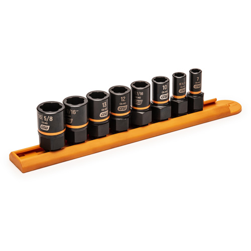 Bolt Biter Extraction Socket Set, 8 Pcs, Impact, 1/4"/3/8" Drive Size - Gearwrench 84782
