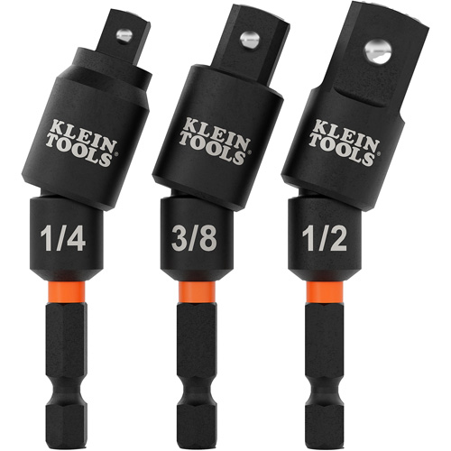 Swivel Impact Driver Socket Adapter Set, 1/4" Drive Size, Ball, 2-17/20" L - Klein Tools 65813SW