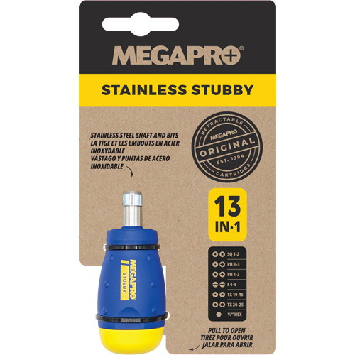 13-in-1 Stubby Screwdriver, 4-1/2" L, Plastic Handle - Megapro 131STUBBY-C