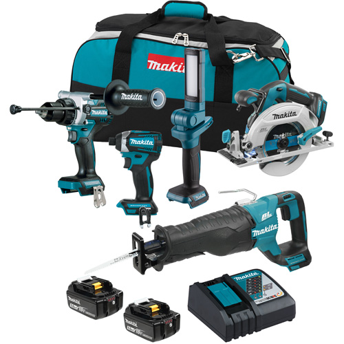 LXT Brushless Cordless 5 Tool Combo Kit, 18 V - Makita DLX5083TX1