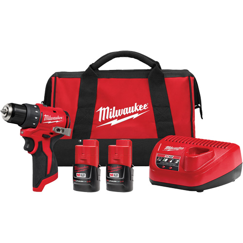 M12 Subcompact Brushless Drill/Driver Kit, Lithium-Ion, 12 V, 3/8" Chuck, 350 in-lbs. Torque - Milwaukee 3401-22