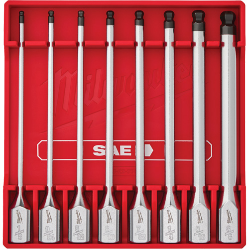 Long SAE Bit Socket Set, Hex Ball, 3/8" Drive, 8 Pcs - Milwaukee 48-22-9549