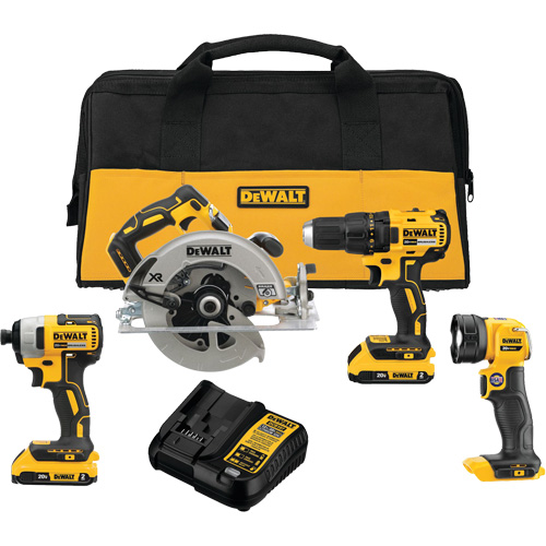 Ensemble quatre outils sans fil et sans balai MAX* (2.0Ah), 20 V - DEWALT DCK477D2