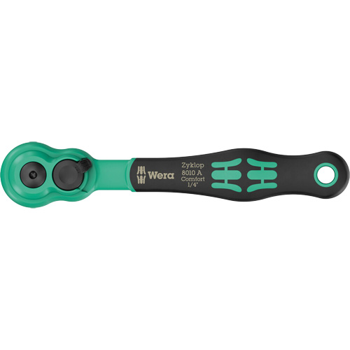 A Zyklop Comfort Ratchet with Reversing Lever, 1/4" Drive, Ergonomic Handle - Wera Tools 05005600001