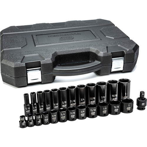 6-Point SAE Socket Set, 25 Pcs, Impact, 3/8" Drive Size, Deep - Gearwrench 84919N