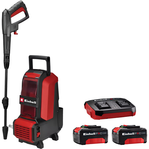 Laveuse &agrave; haute pression sans fil avec batterie 4 Ah PXC et ensemble de d&eacute;part de chargeur, &agrave; pile, 1522 psi, 1,23 gal./min - Einhell 4140161/4512133