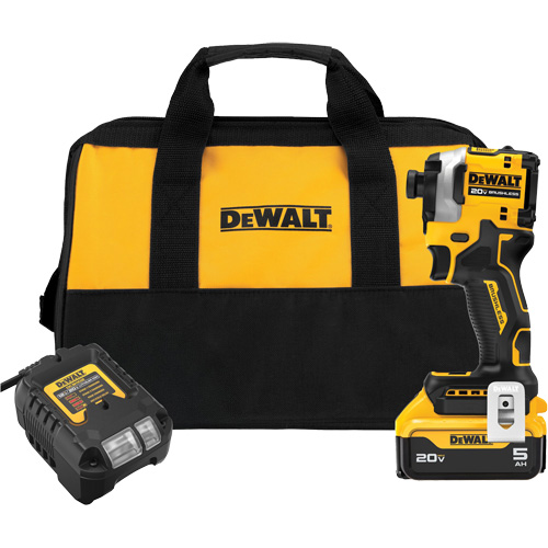 Ensemble de tournevis &agrave; percussion sans fil et sans balai ATOMIC, 3 vitesses, 1/4", 1825 lb-po Couple max., 20 V, Lithium-ion - DEWALT DCF850P1