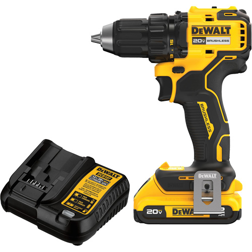 Brushless Cordless Drill/Driver Kit, Lithium-Ion, 20 V, 1/2" Chuck - DEWALT DCD793D1