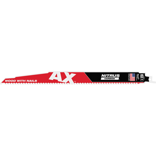 AX With NITRUS Carbide Teeth SAWZALL&reg; Blade for Wood with Nails, Carbide, 5 TPI, 12" L - Milwaukee 48-00-7253CAN