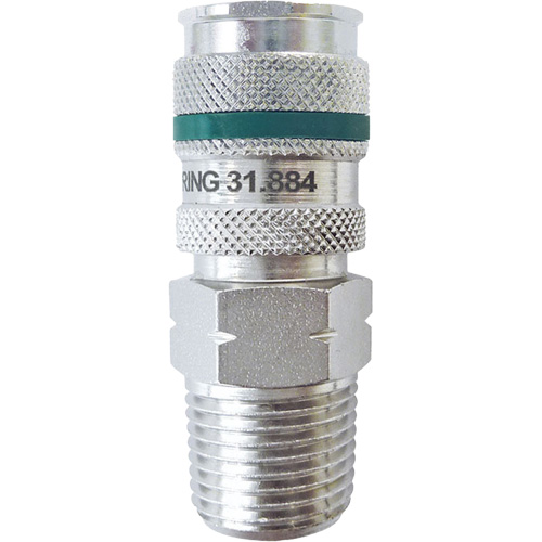 QUIKSILVER Ultraflo 7.8 mm Quick Coupler, Zinc-Plated Steel, 1/2", Male NPT, 362 PSI - Topring 31.884