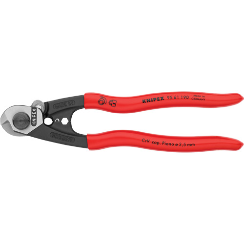 Wire Rope Shears, 7-1/2" - Knipex 95 61 190 SBA