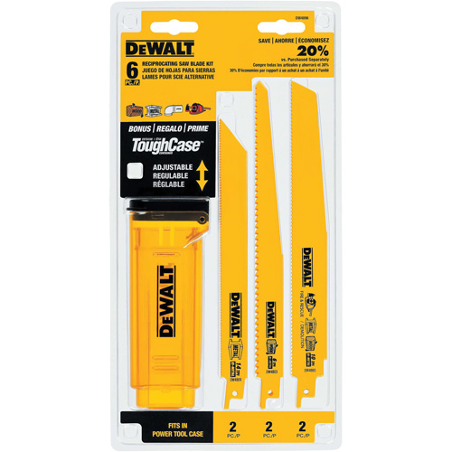 Jeu de lames de scie alternative bim&eacute;tallique 6 morceaux avec &eacute;tui t&eacute;lescopique - DEWALT DW4896