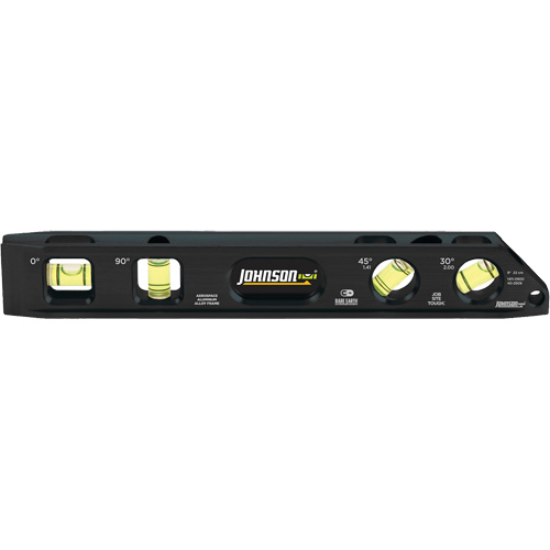 Niveau Torpedo en aluminium usin&eacute; (billet), 9" lo, Aluminium, 4 fioles, Magn&eacute;tique - Johnson 1411-0900