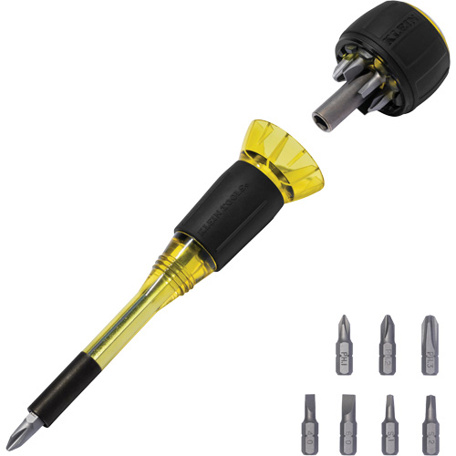 8-in-1 Tru-Grip Screwdriver with Stubby, 6-57/100" L, Plastic Handle - Klein Tools 32961A