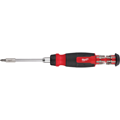 Tournevis &agrave; cliquet 14-en-1 &agrave; embouts multiples avec porte-embout de 1/4", 10-11/100" lo, Prise Coussin&eacute;e - Milwaukee 48-22-2903