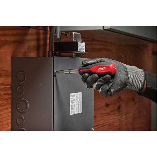 11-in-1 Magnetic 1/4" & 3/8" Drive Multi-Bit Screwdriver, 8" L, Cushion Grip Handle - Milwaukee 48-22-2914