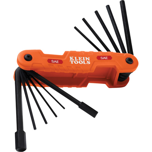 SAE Pro Folding Hex Key Set, 11 Pcs., Imperial - Klein Tools 70550
