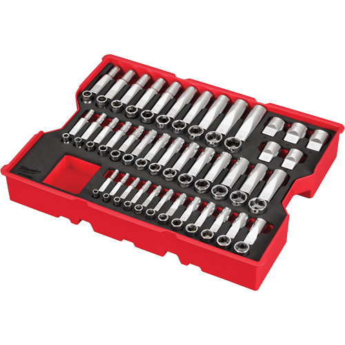Jeu de douilles m&eacute;triques 1/4”, 3/8” et 1/2” avec plateau pour tiroir PACKOUT, 77 M - Milwaukee 48-22-0150