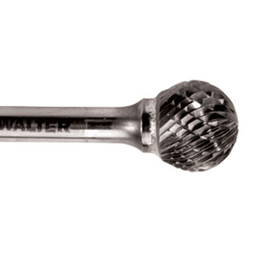 Double Cut Ball Nose Burr, SD-5, 1/2" Dia., 1/4" Shank, 7/16" Depth of Cut - Walter Surface Technologies 01V026