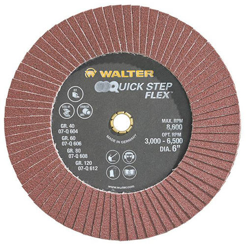 QUICK-STEP FLEX Flap Disc, 6" x Type 29, 80 Grit, Aluminum Oxide - Walter Surface Technologies 07Q608