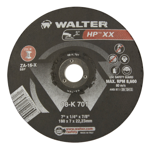 Meules &agrave; moyeu d&eacute;port&eacute; Double-X, 7" x 1/4", Arbre 7/8", Type 28 - Walter Technologies Pour Surface 08K701