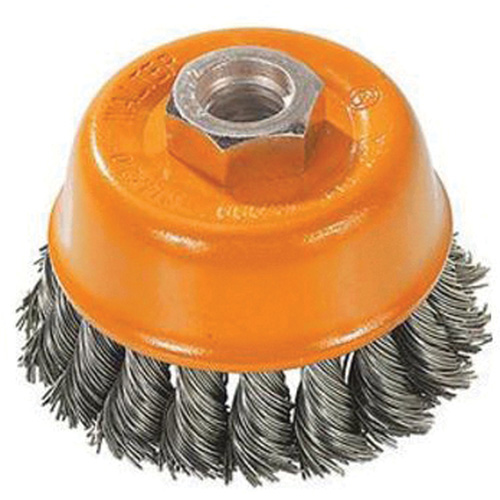 Knot-Twisted Wire Cup Brush, 3" Dia. x M10x1.25 Arbor - Walter Surface Technologies 13F300