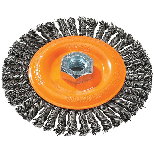 Brosse &agrave; fils nou&eacute;s pour cordons de soudure, Dia. 5", Fils 0,02", Arbre 5/8"-11, Acier - Walter Technologies Pour Surface 13K504
