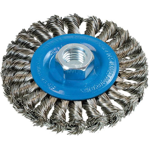Brosse rotative &agrave; fils nou&eacute;s large, Arbre 5/8"-11, Acier - Walter Technologies Pour Surface 13L414