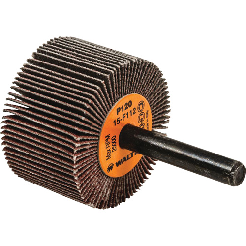 Flap Wheels-Coolcut Flap Wheels, Aluminum Oxide, 120 Grit, 1-1/2" x 1" x 1/4" - Walter Surface Technologies 15F112
