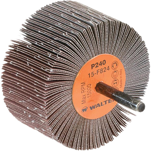 Flap Wheels-Coolcut Flap Wheels, Aluminum Oxide, 240 Grit, 3" x 1-1/2" x 1/4" - Walter Surface Technologies 15F824