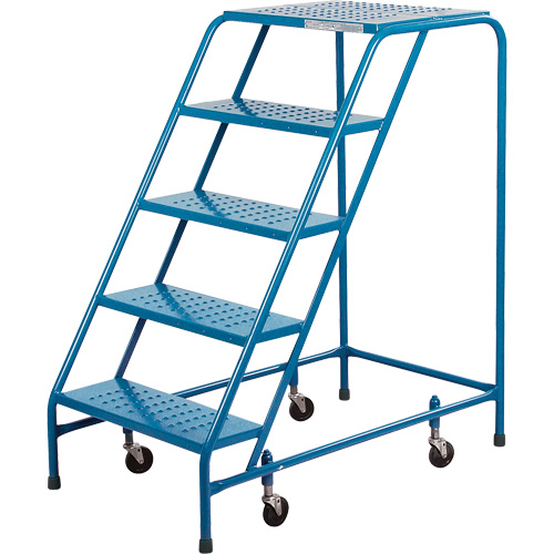Rolling Step Ladder, 5 Steps, 18" Step Width, 46" Platform Height, Steel - KLETON 