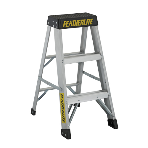 Industrial Extra Heavy-Duty Step Stool/Ladders, 3', Aluminum, 300 lbs. Capacity, Type 1A - Featherlite 3403