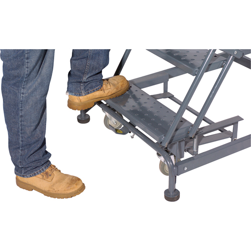 Weight Actuated Lockstep Rolling Ladders, 6 Steps, 24" Step Width, 60" Platform Height, Steel - Ballymore CAL-WA063214-P