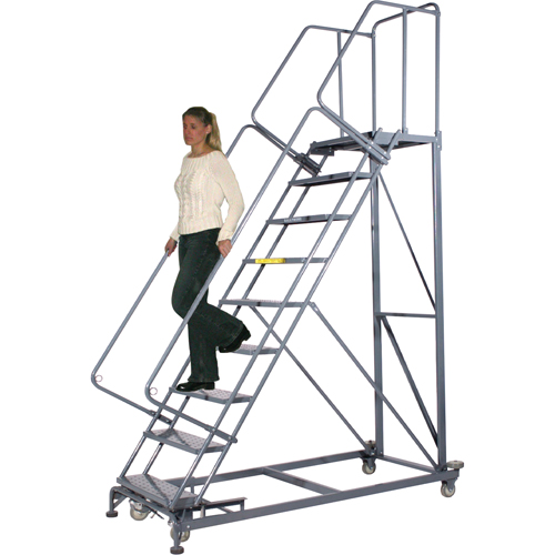 Heavy-Duty Stairway Slope Ladders, 11 Steps, Perforated, 50° Incline, 110" High - Ballymore CAL-HDS-11-P
