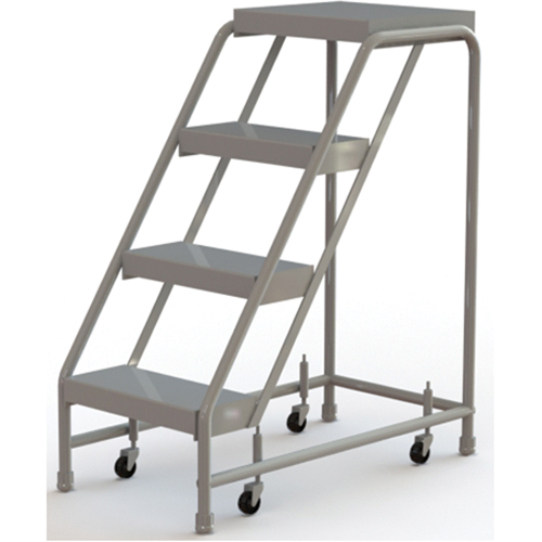 Rolling Ladder, 4 Steps, 16" Step Width, 40" Platform Height, Aluminum - Tri-Arc Manufacturing WLAR004164