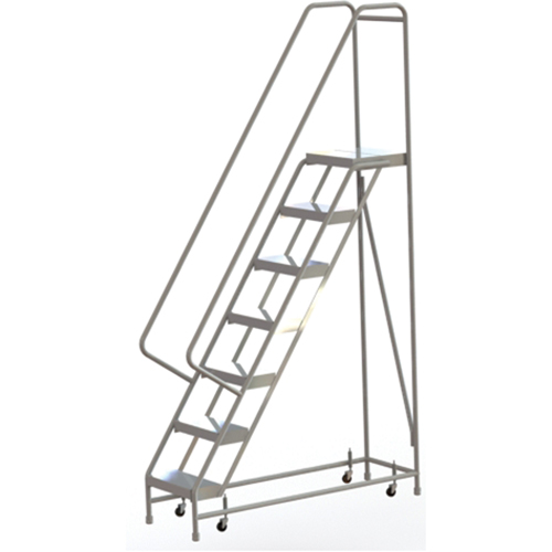 Rolling Ladder, 7 Steps, 16" Step Width, 70" Platform Height, Aluminum - Tri-Arc Manufacturing WLAR107164
