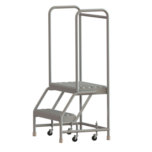 Rolling Ladder, 2 Steps, 24" Step Width, 20" Platform Height, Aluminum - Tri-Arc Manufacturing WLAR102245