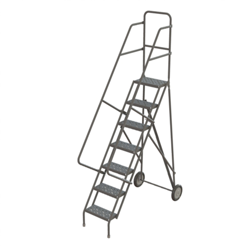 Steel Rolling Ladder, 7 Steps, 16" Step Width, 70" Platform Height, Steel - Tri-Arc Manufacturing KDRF107166