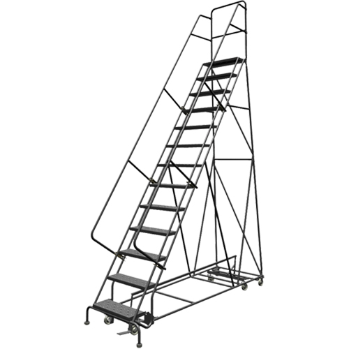 &eacute;chelles roulantes multidirectionnelles, 13 marches, Largeur de la marche 24", Hauteur de la plateforme 130", Acier - Tri-Arc Manufacturing KDED113246