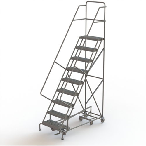 &eacute;chelles roulantes multidirectionnelles, 9 marches, Largeur de la marche 24", Hauteur de la plateforme 90", Acier - Tri-Arc Manufacturing KDED109242