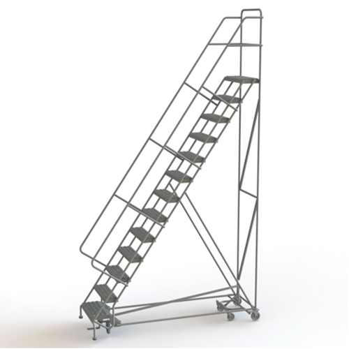 &eacute;chelles roulantes multidirectionnelles, 13 marches, Largeur de la marche 24", Hauteur de la plateforme 130", Acier - Tri-Arc Manufacturing KDED113242