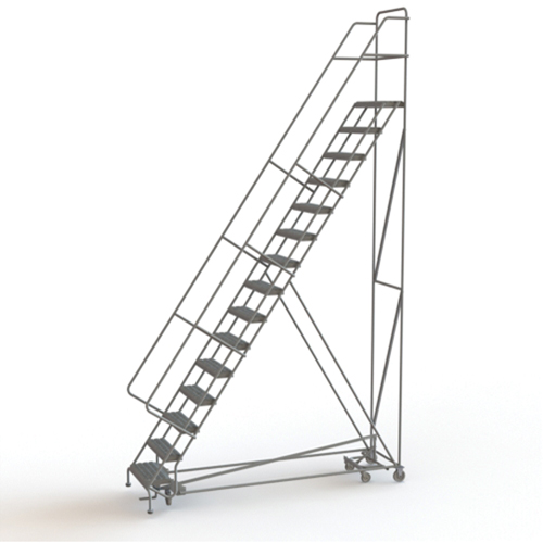 All Directional Rolling Ladder, 15 Steps, 24" Step Width, 150" Platform Height, Steel - Tri-Arc Manufacturing KDED115242
